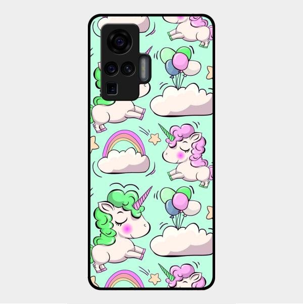 Unicorn Print Glossy Metal Case Cover For Vivo X50 Pro 5G