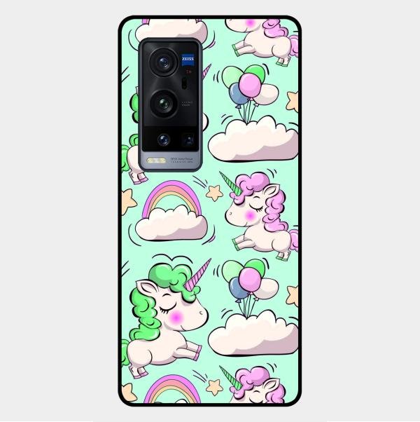 Unicorn Print Glossy Metal Case Cover For Vivo X60 Pro Plus 5G