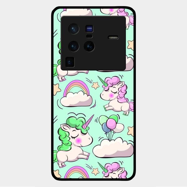 Unicorn Print Glossy Metal Case Cover For Vivo X80 Pro 5G