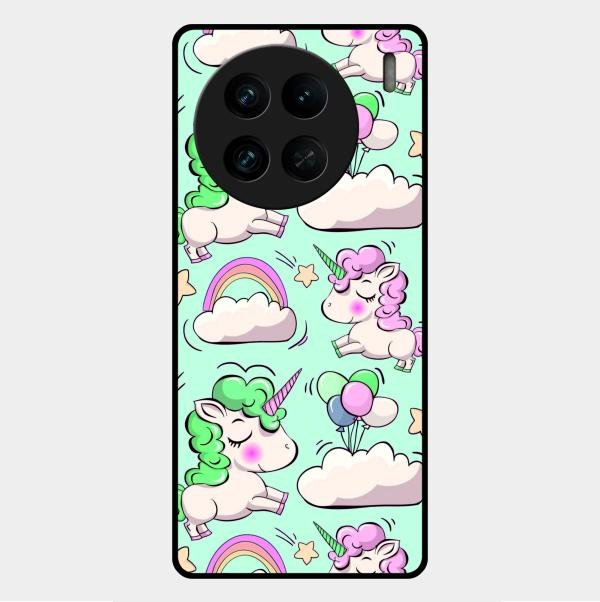Unicorn Print Glossy Metal Case Cover For Vivo X90 Pro 5G