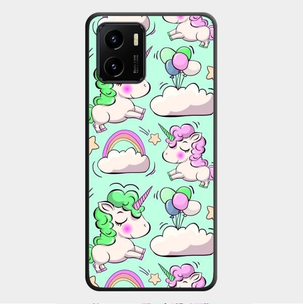 Unicorn Print Glossy Metal Case Cover For Vivo Y01