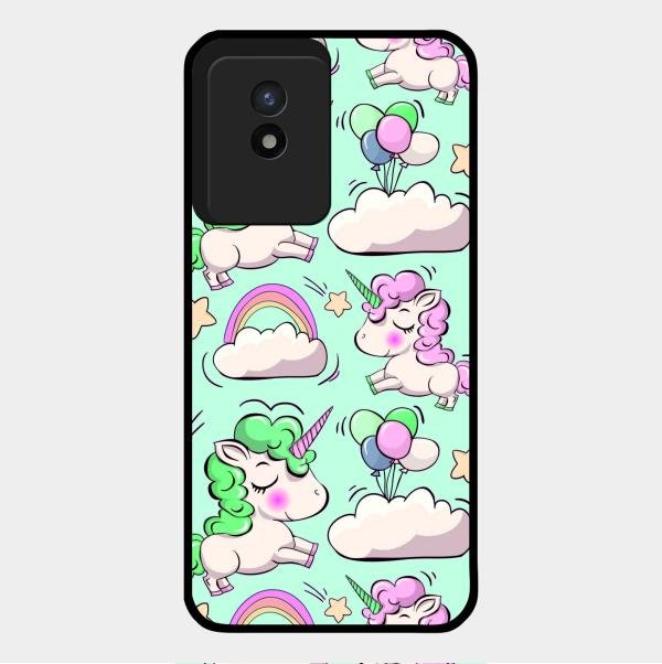 Unicorn Print Glossy Metal Case Cover For Vivo Y02T