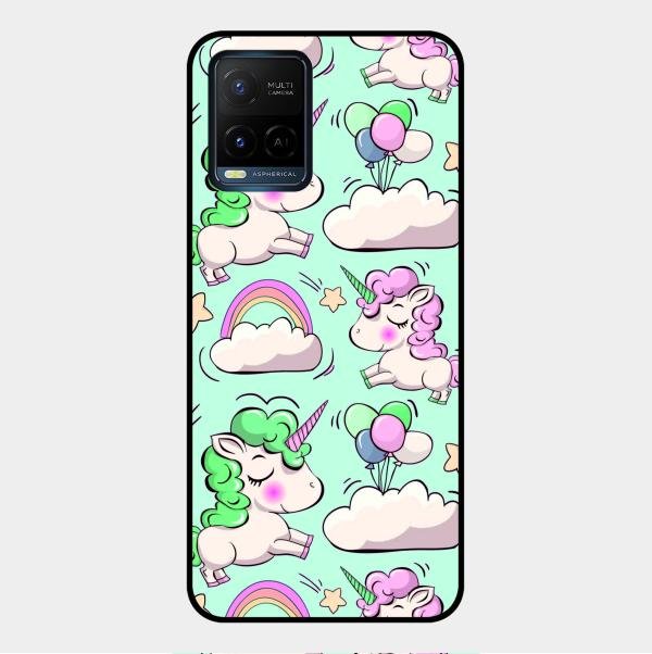 Unicorn Print Glossy Metal Case Cover For Vivo Y21E