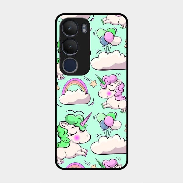 Unicorn Print Glossy Metal Case Cover For Vivo Y29 5G