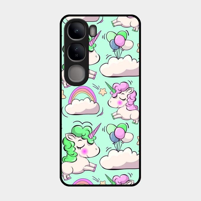 Unicorn Print Glossy Metal Case Cover For Vivo Y300 5G
