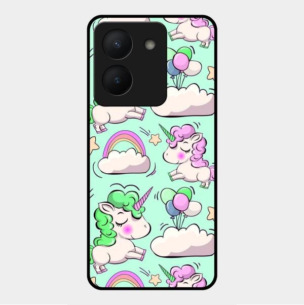 Unicorn Print Glossy Metal Case Cover For Vivo Y36