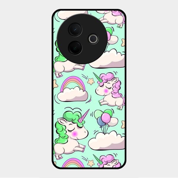 Unicorn Print Glossy Metal Case Cover For Vivo Y39 5G