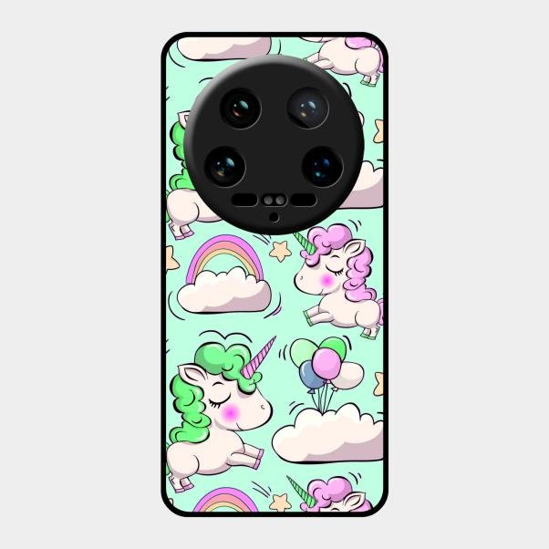 Unicorn Print Glossy Metal Case Cover For Xiaomi 14 Ultra