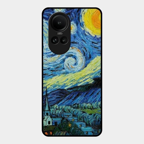 Van Gogh Art Glass Case Cover For Oppo - ShopOnCliQ