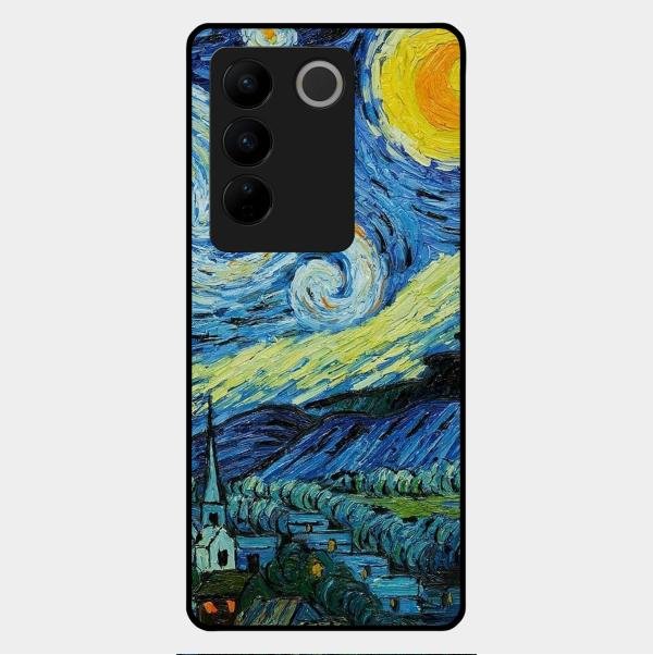 Van Gogh Art Glass Case Cover For Vivo - ShopOnCliQ