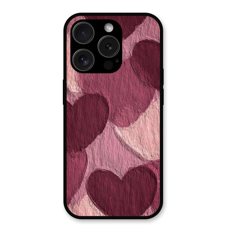 Velvet Hearts Glass Case Cover For iPhone 15 Pro