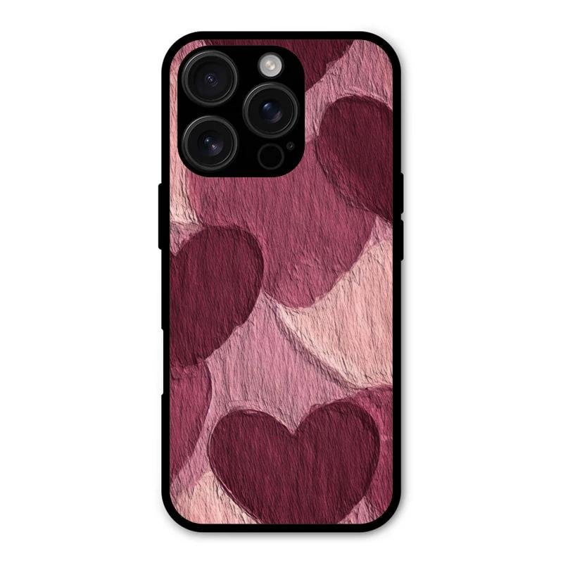 Velvet Hearts Glass Case Cover For iPhone 16 Pro Max