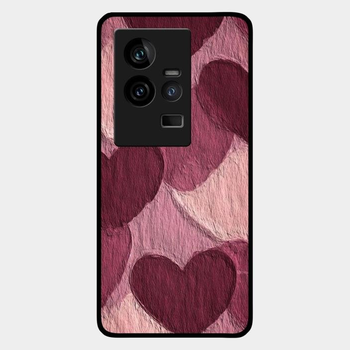 Velvet Hearts Glass Case Cover For Iqoo 11 5G