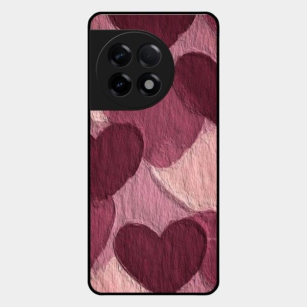 Velvet Hearts Glass Case Cover For Oneplus 11R 5G