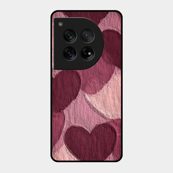 Velvet Hearts Glass Case Cover For Oneplus 12 5G