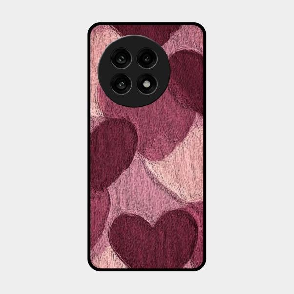 Velvet Hearts Glass Case Cover For Oneplus 13R 5G