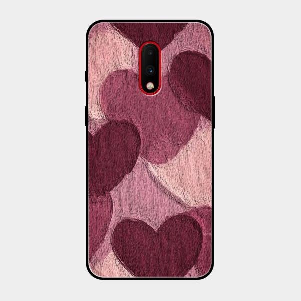 Velvet Hearts Glass Case Cover For Oneplus 7