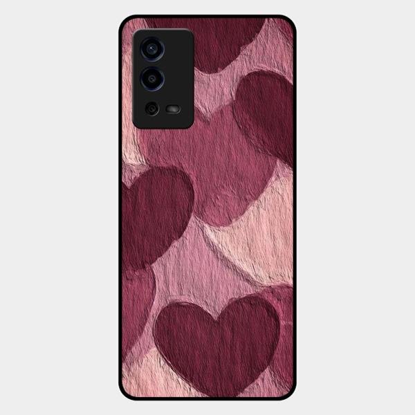 Velvet Hearts Glass Case Cover For Oppo A55
