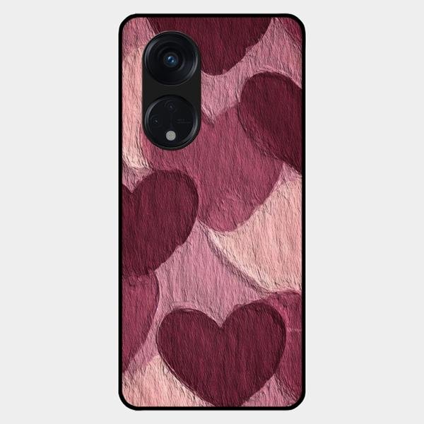 Velvet Hearts Glass Case Cover For Oppo Reno 8T 5G