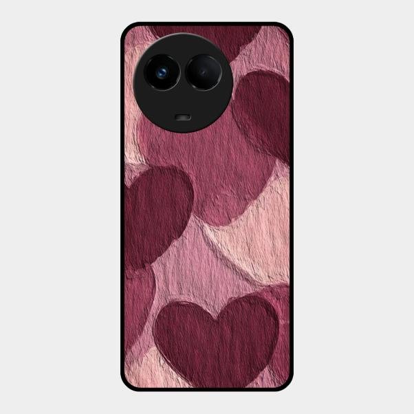 Velvet Hearts Glass Case Cover For Realme 11X 5G