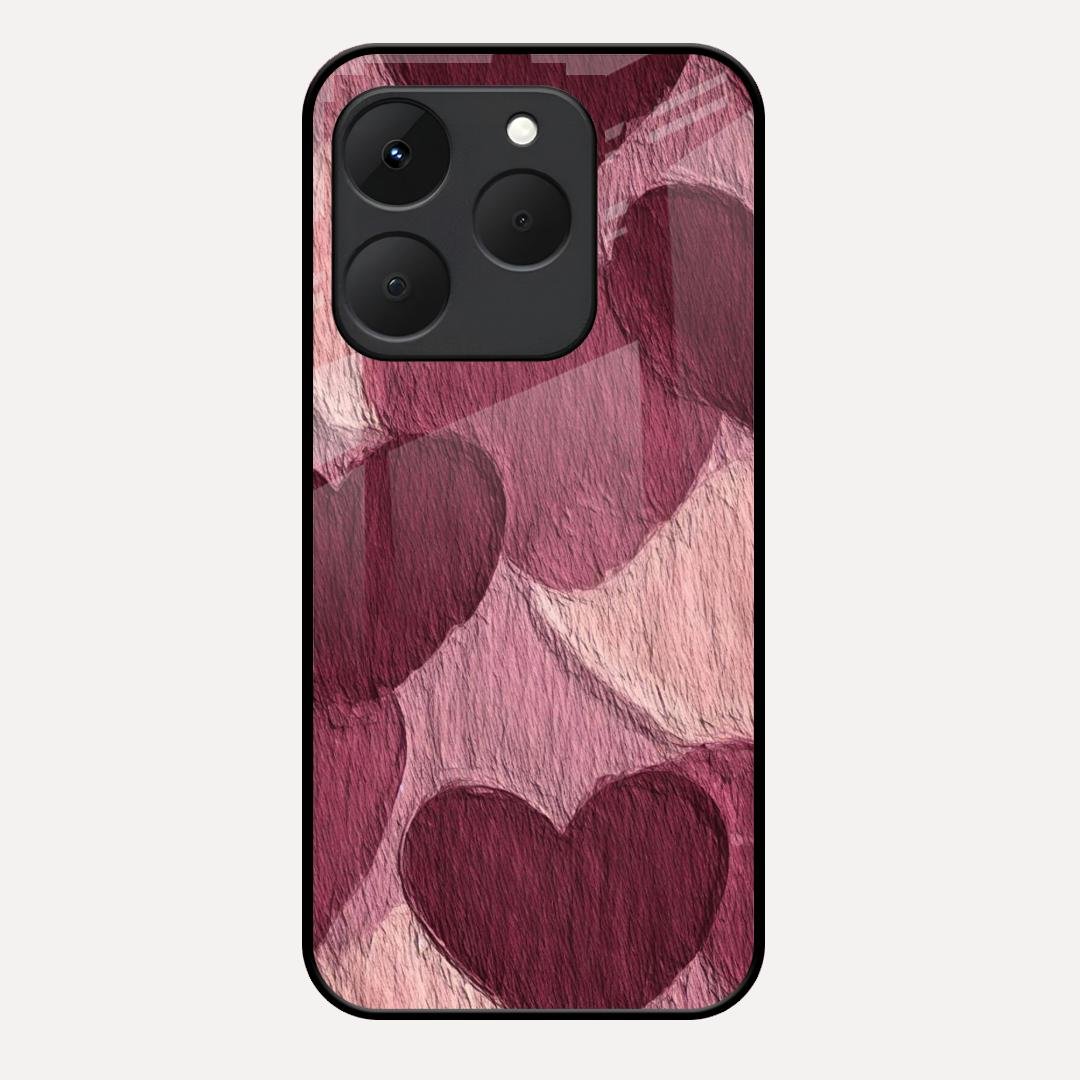Velvet Hearts Glass Case Cover For Realme 15T 5G