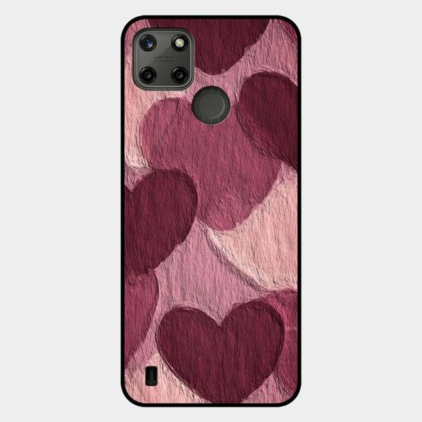 Velvet Hearts Glass Case Cover For Realme C21Y