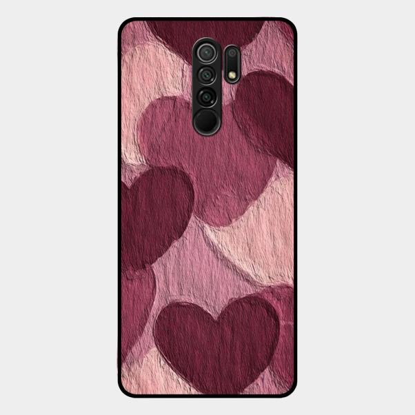 Velvet Hearts Glass Case Cover For Redmi 9 Prime