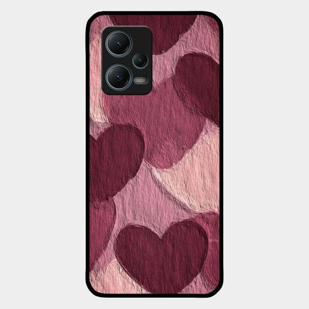 Velvet Hearts Glass Case Cover For Redmi Note 12 5G