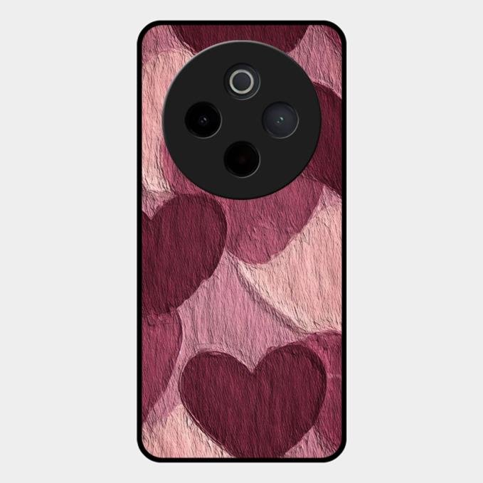 Velvet Hearts Glass Case Cover For Vivo T4 5G