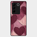 Velvet Hearts Glass Case Cover For Vivo V27 5G