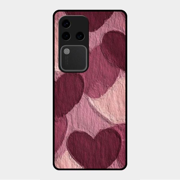 Velvet Hearts Glass Case Cover For Vivo V30 Pro 5G