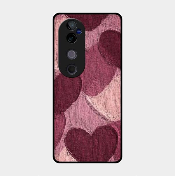 Velvet Hearts Glass Case Cover For Vivo V40 Pro 5G