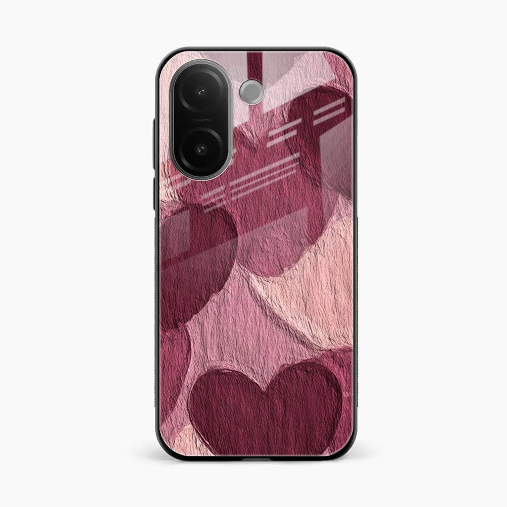 Velvet Hearts Glass Case Cover For Vivo V60e 5G