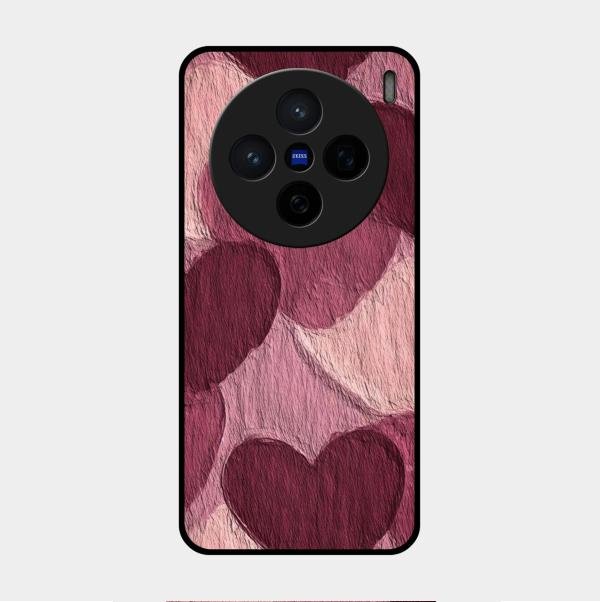 Velvet Hearts Glass Case Cover For Vivo X200 5G