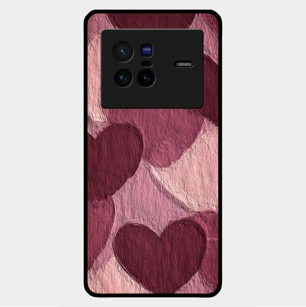 Velvet Hearts Glass Case Cover For Vivo X80 5G