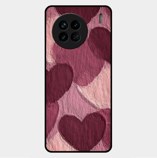 Velvet Hearts Glass Case Cover For Vivo X90 5G