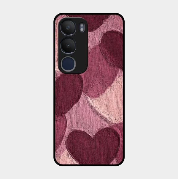Velvet Hearts Glass Case Cover For Vivo Y29 5G