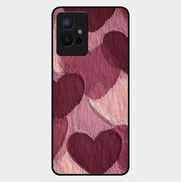 Velvet Hearts Glass Case Cover For Vivo Y75 5G
