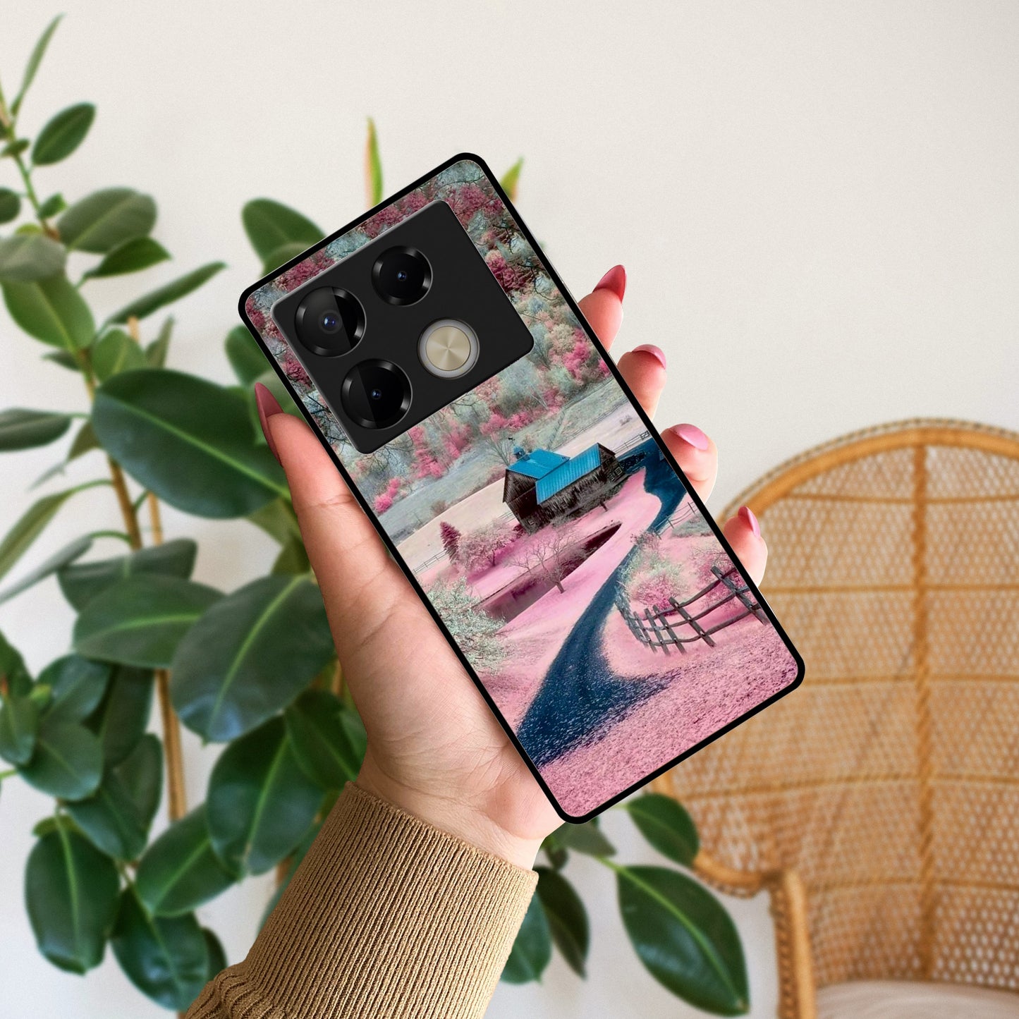 Village Scenery Glossy Metal Case Cover For Infinix