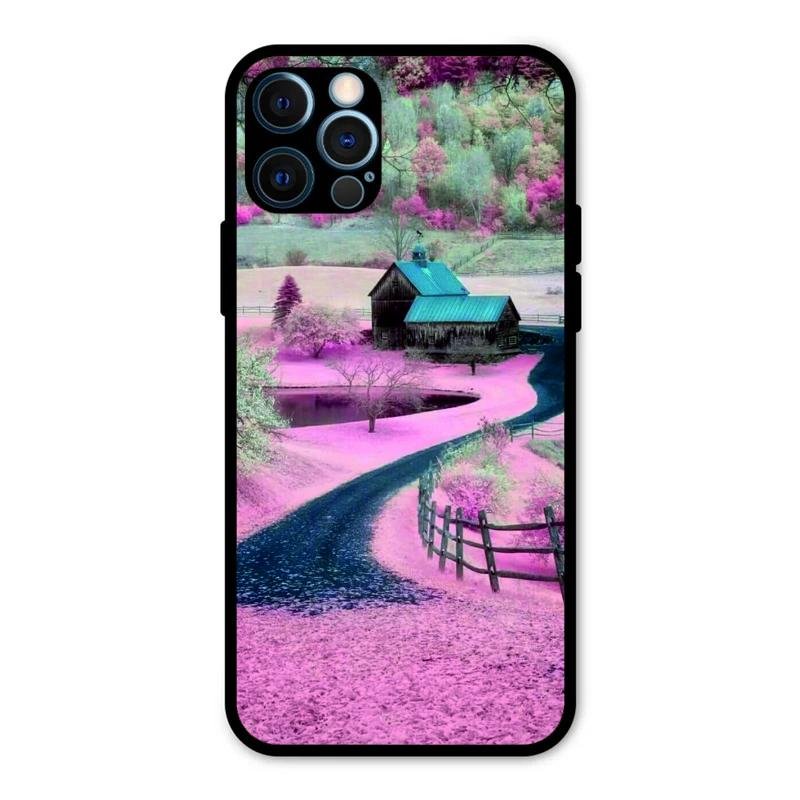 Village Scenery Glossy Metal Case Cover For iPhone 12 Pro