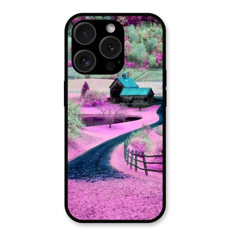 Village Scenery Glossy Metal Case Cover For iPhone 15 Pro