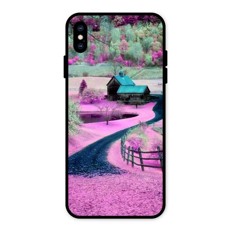Village Scenery Glossy Metal Case Cover For iPhone XS Max