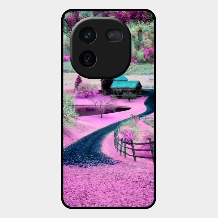 Village Scenery Glossy Metal Case Cover For Iqoo 12 5G