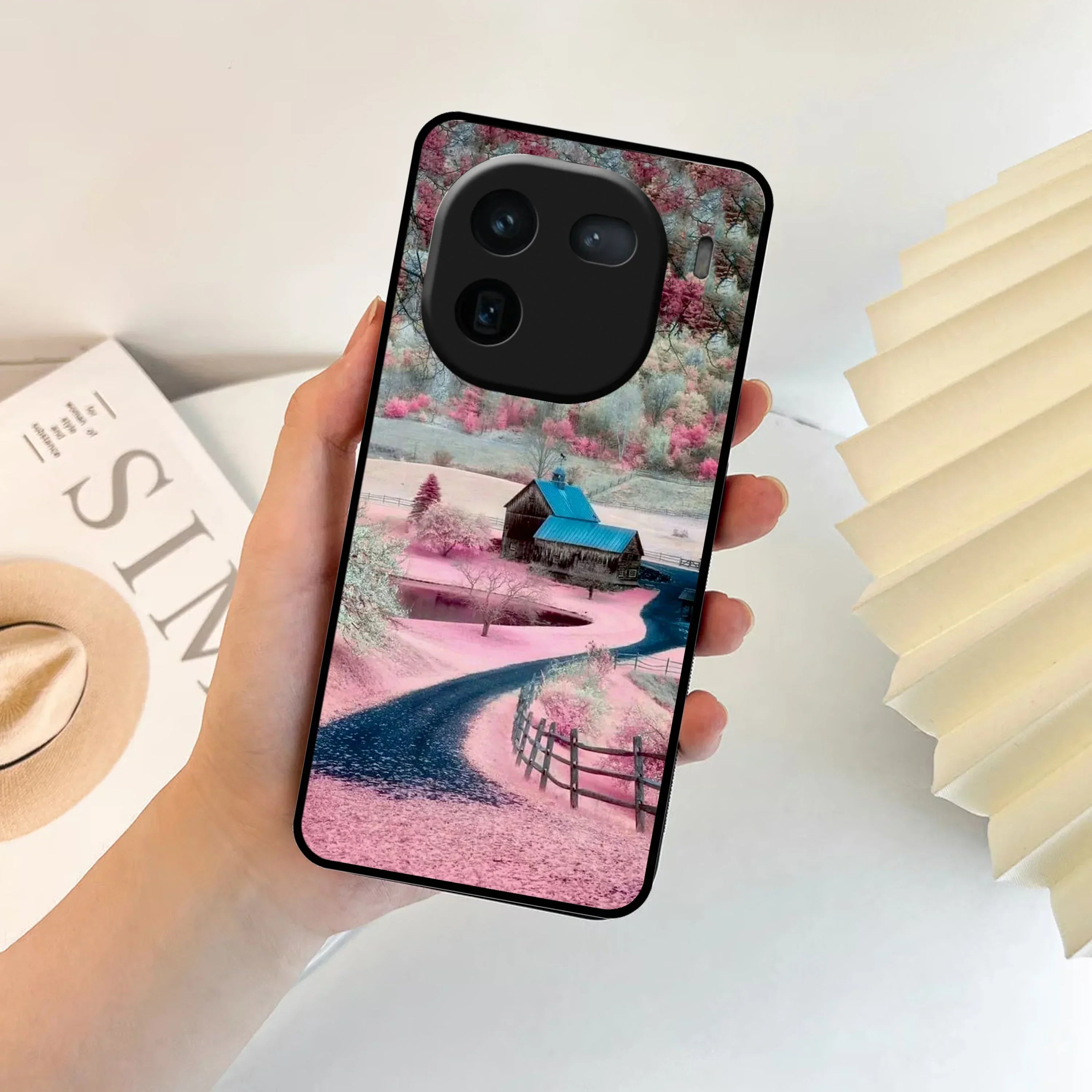 Village Scenery Glossy Metal Case Cover For Vivo - ShopOnCliQ