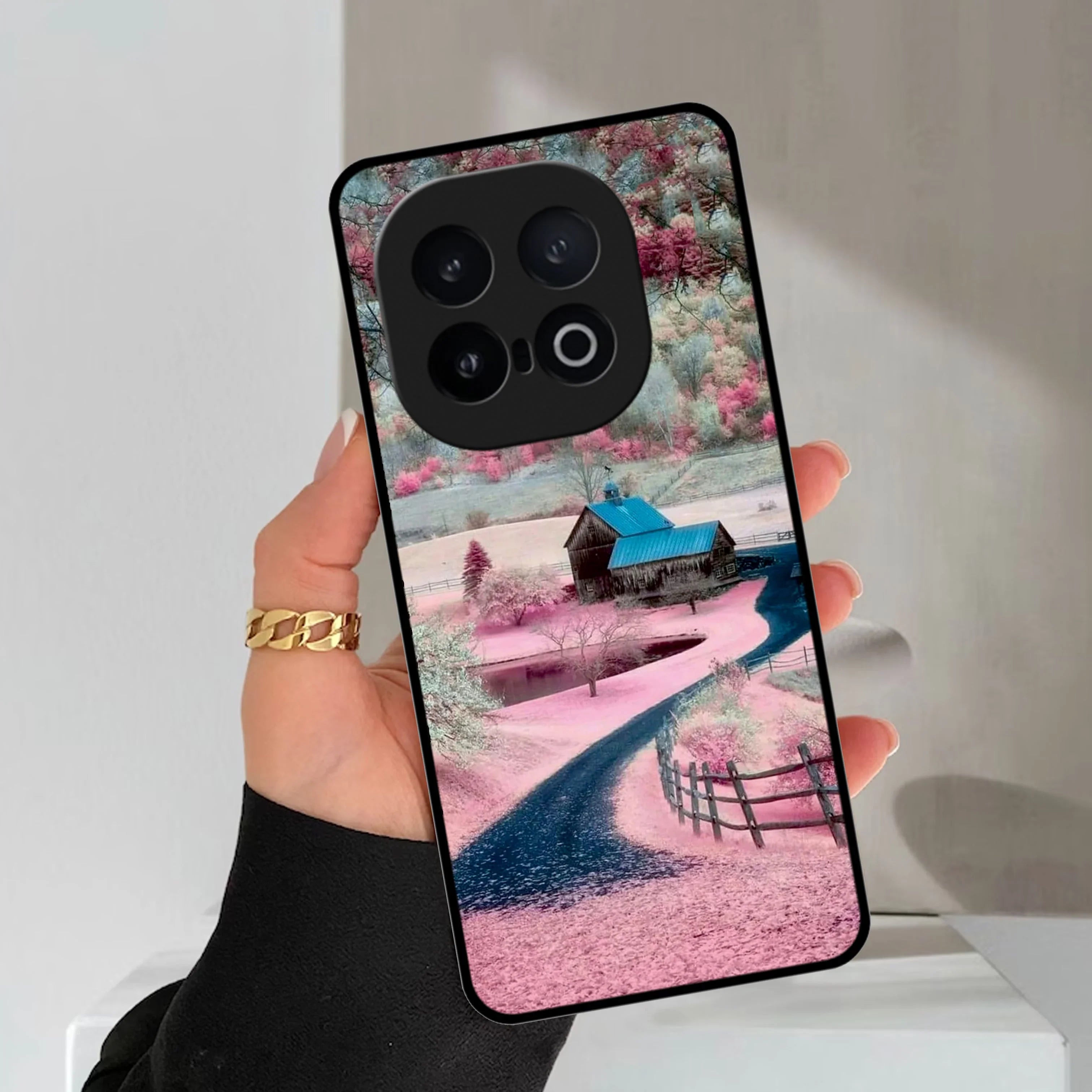 Village Scenery Glossy Metal Case Cover For iQOO - ShopOnCliQ