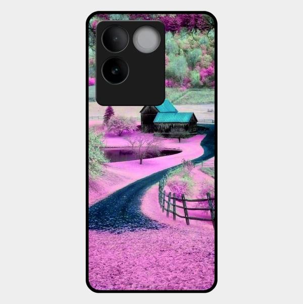 Village Scenery Glossy Metal Case Cover For Iqoo Z7 Pro 5G