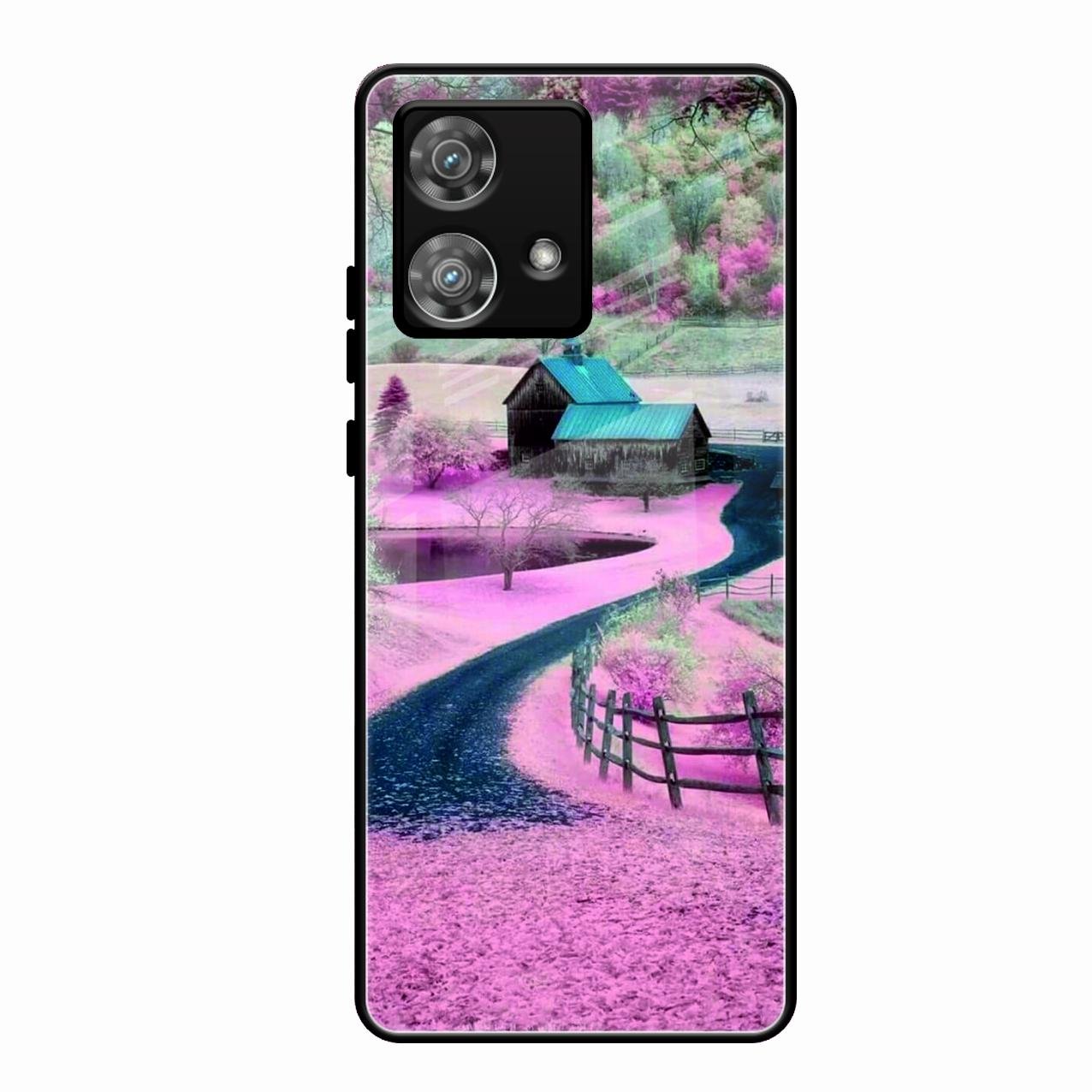 Village Scenery Glossy Metal Case Cover For Motorola Edge 40 5G
