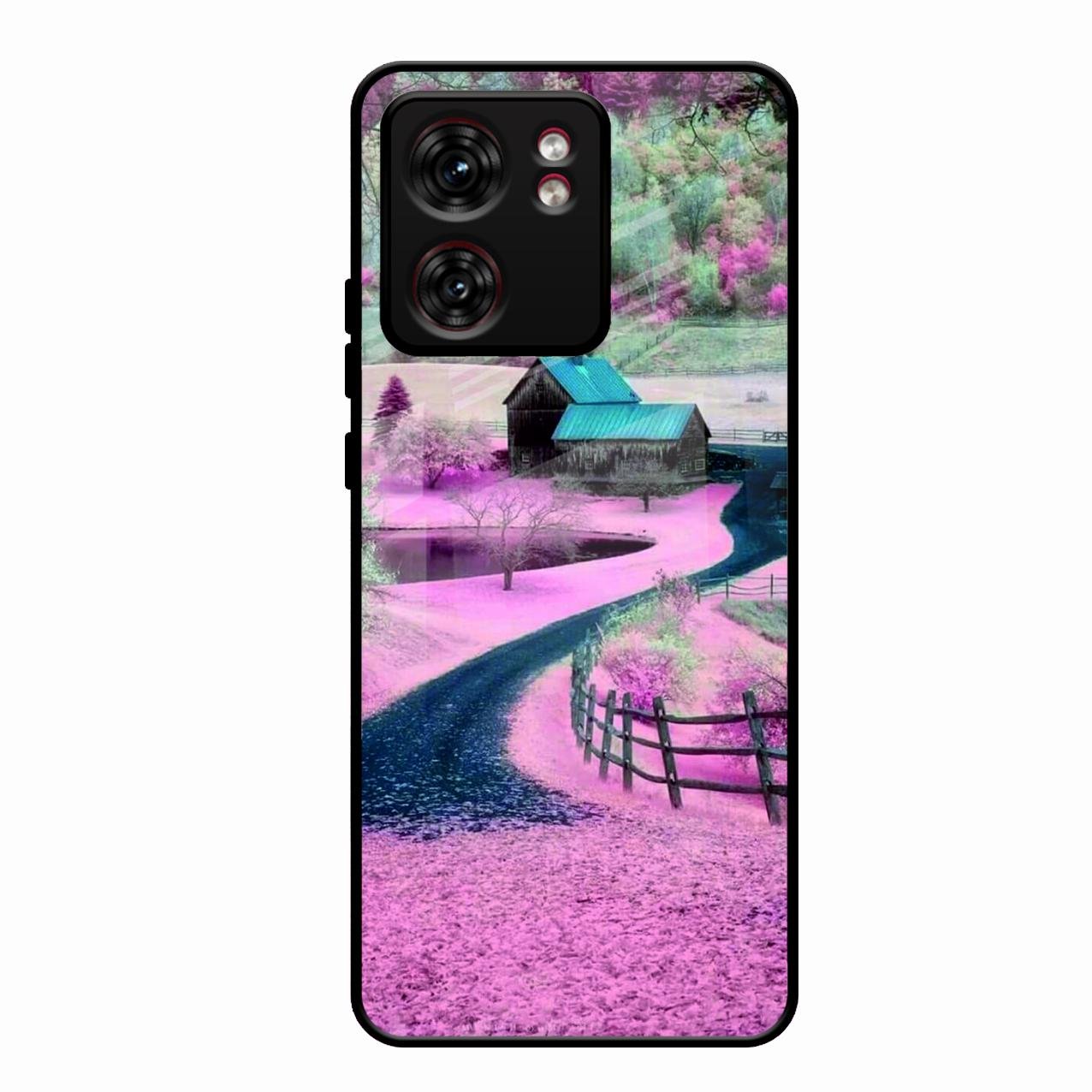 Village Scenery Glossy Metal Case Cover For Motorola Edge 40