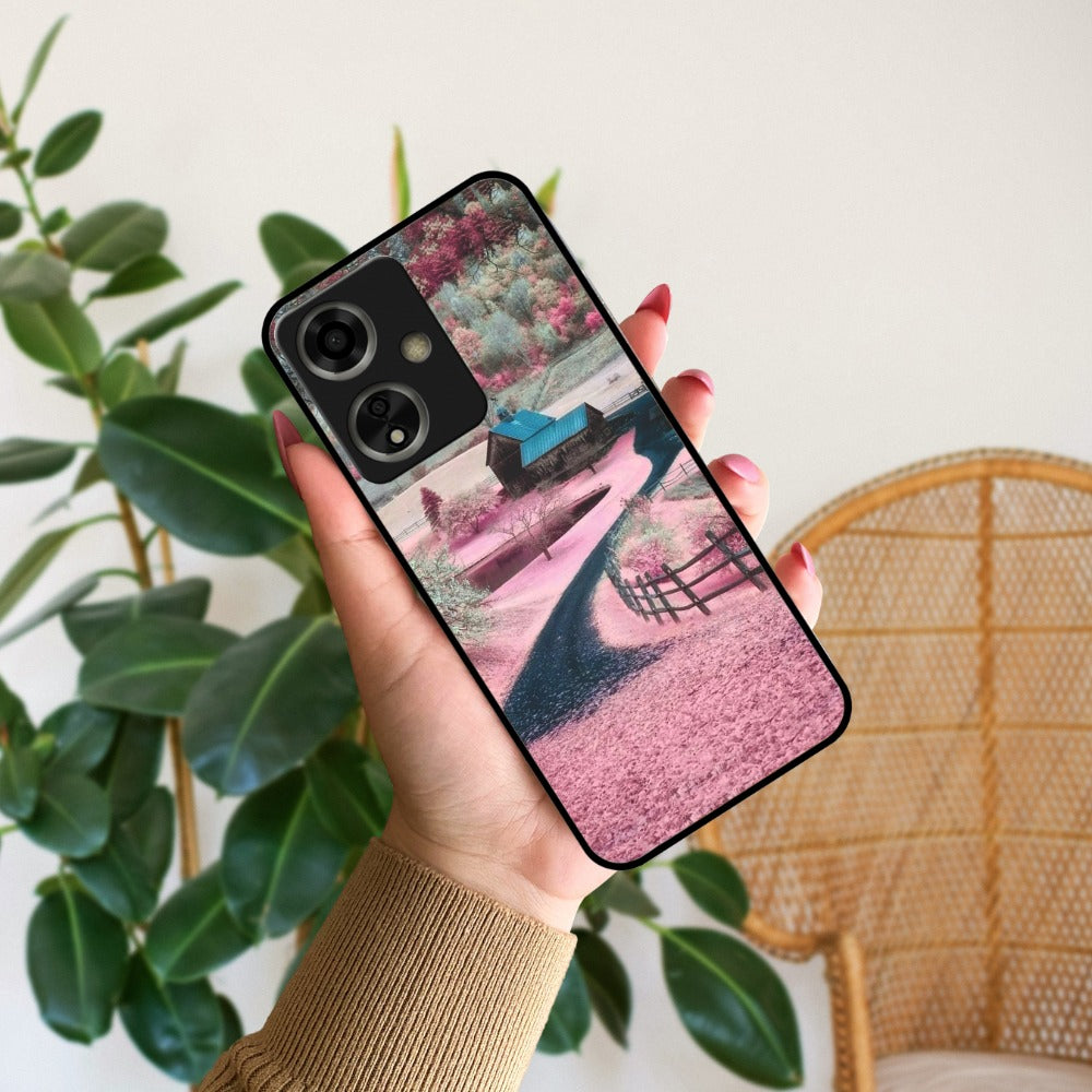 Village Scenery Glossy Metal Case Cover For Oppo