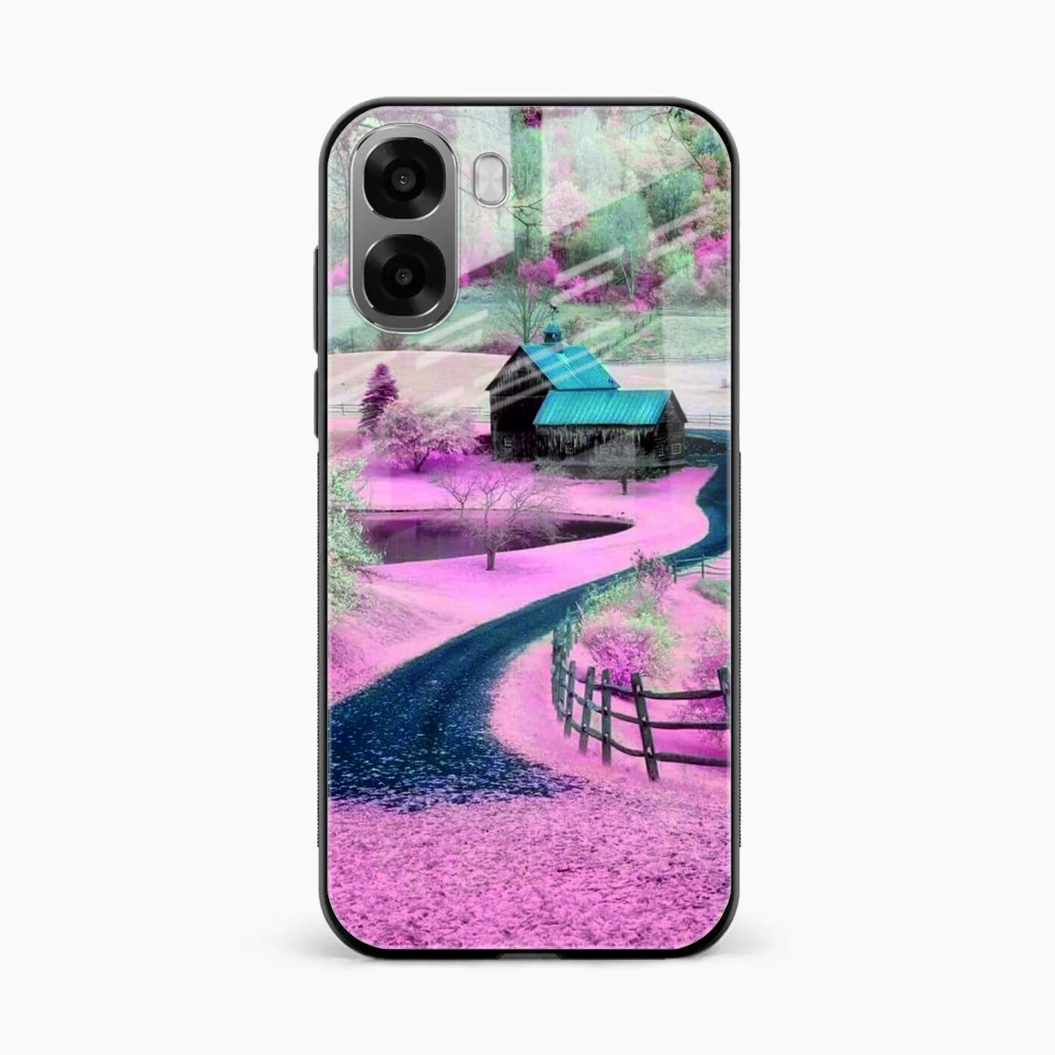 Village Scenery Glossy Metal Case Cover For Oppo A6X 5G
